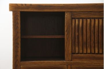 中古　高級品!!　ナラ材　上質な和の空間を演出するアンティーク調水屋箪笥サイドボード(食器棚、サイドキャビネット、茶箪笥、収納棚、戸棚)(R-078978)