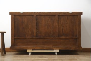 中古　高級品!!　ナラ材　上質な和の空間を演出するアンティーク調水屋箪笥サイドボード(食器棚、サイドキャビネット、茶箪笥、収納棚、戸棚)(R-078978)