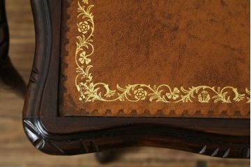 イギリスビンテージ　高級感あるレザートップのネストテーブル(ガラス天板付き、サイドテーブル、コーヒーテーブル、カフェテーブル、ヴィンテージ、英国)(R-078982)