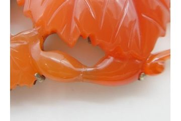 アンティーク　瓢箪　紅葉　彫刻　瑪瑙(メノウ)　素材の色彩を活かしたデザインが際立つ帯留(帯留め、赤瑪瑙?、着物道具、和装小物、アクセサリー)(R-078989)