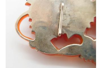 アンティーク　瓢箪　紅葉　彫刻　瑪瑙(メノウ)　素材の色彩を活かしたデザインが際立つ帯留(帯留め、赤瑪瑙?、着物道具、和装小物、アクセサリー)(R-078989)