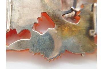 アンティーク　瓢箪　紅葉　彫刻　瑪瑙(メノウ)　素材の色彩を活かしたデザインが際立つ帯留(帯留め、赤瑪瑙?、着物道具、和装小物、アクセサリー)(R-078989)