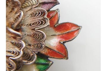 希少　アンティーク　金工　舞妓用　パール(真珠)　鮮やかな蝶と繊細な花の細工が目を引く豪華な帯留(ぽっちり、帯留め、着物道具、和装小物、アクセサリー、ブローチ、ケース付き)(R-078991)