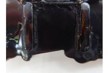 アンティーク　梅に扇　鼈甲(ベッコウ)　螺鈿　繊細な吉祥文様が魅力の帯留(帯留め、着物道具、和装小物、ブローチ、アクセサリー、扇子、べっ甲、ケース付き)(R-078992)