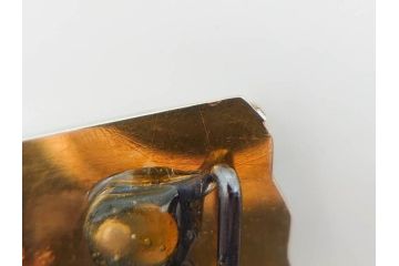 アンティーク　京都巴　K18(18金)　扇型　オパールの輝きが際立つ帯留・帯締めセット(帯留め、扇子、着物道具、和装小物、アクセサリー、ケース付き)(R-078994)