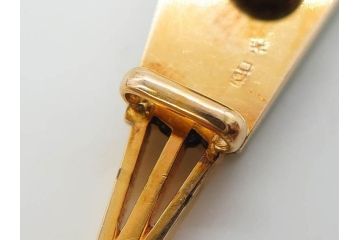 アンティーク　京都巴　K18(18金)　扇型　オパールの輝きが際立つ帯留・帯締めセット(帯留め、扇子、着物道具、和装小物、アクセサリー、ケース付き)(R-078994)