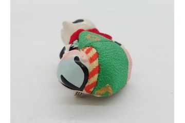 アンティーク　木目込　奴と犬　細部まで丁寧に作られた可愛らしい帯留・帯締めセット(木目込み、犬張子、奴さん、犬張り子、やっこさん、ブローチ、帯留め、春山、正月、着物道具、和装小物、アクセサリー、ケース付き)(R-078995)