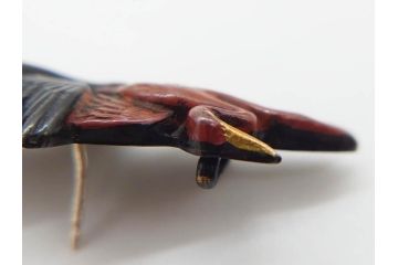 アンティーク　彫金　緻密に彫られた和のデザインが見事な帯留4点セット(在銘作家物、弘光、菊、花、撫子、なでしこ、鶴、ツル、鳥、兜、ブローチ、着物道具、和装小物、アクセサリー)(R-078996)