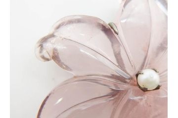 アンティーク　金蒔絵　螺鈿　紅水晶(ローズクォーツ)　テイストの違う花のデザインが楽しめる簪2本セット(花、フラワー、かんざし、和装小物、髪飾り、アクセサリー)(R-079002)
