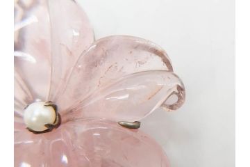 アンティーク　金蒔絵　螺鈿　紅水晶(ローズクォーツ)　テイストの違う花のデザインが楽しめる簪2本セット(花、フラワー、かんざし、和装小物、髪飾り、アクセサリー)(R-079002)