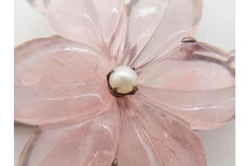 アンティーク　金蒔絵　螺鈿　紅水晶(ローズクォーツ)　テイストの違う花のデザインが楽しめる簪2本セット(花、フラワー、かんざし、和装小物、髪飾り、アクセサリー)(R-079002)