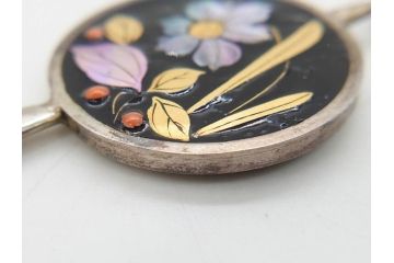 アンティーク　金蒔絵　螺鈿　紅水晶(ローズクォーツ)　テイストの違う花のデザインが楽しめる簪2本セット(花、フラワー、かんざし、和装小物、髪飾り、アクセサリー)(R-079002)
