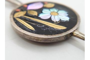 アンティーク　金蒔絵　螺鈿　紅水晶(ローズクォーツ)　テイストの違う花のデザインが楽しめる簪2本セット(花、フラワー、かんざし、和装小物、髪飾り、アクセサリー)(R-079002)