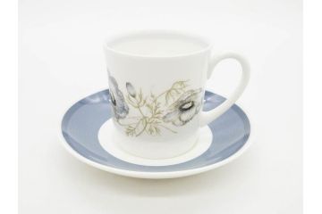 イギリス　WEDGWOOD(ウェッジウッド)　Susie Cooper(スージー・クーパー)　GLEN MIST(グレンミスト)　シックな色合いが魅力のカップ&ソーサー4客セット(花、フラワー、C&S、皿、磁器、洋食器、ボーンチャイナ、英国)(R-079004)