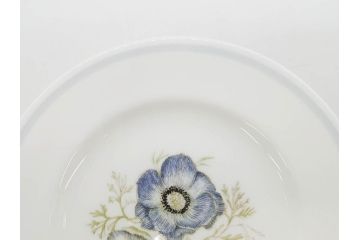 イギリス　WEDGWOOD(ウェッジウッド)　Susie Cooper(スージー・クーパー)　GLEN MIST(グレンミスト)　繊細に描写された花のデザインが印象的なプレート4枚セット(花、フラワー、中皿、磁器、洋食器、ボーンチャイナ、英国)(R-079008)