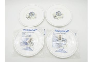 イギリス　WEDGWOOD(ウェッジウッド)　Susie Cooper(スージー・クーパー)　GLEN MIST(グレンミスト)　繊細に描写された花のデザインが印象的なプレート4枚セット(花、フラワー、中皿、磁器、洋食器、ボーンチャイナ、英国)(R-079008)