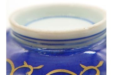江戸〜明治期　古伊万里　こうもり　約11cm　3.5寸　鮮やかな色彩が魅力的な蓋付き茶碗5客セット(花、蝙蝠、色絵染付、蓋茶碗、金彩、金襴手、器、どんぶり、陶器、和食器、三寸五分)(R-079011)