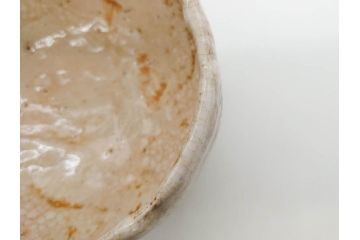 大正期　加藤春二　好五宝茶碗　約13cm　4.1寸　素朴で優しい味わいを感じる抹茶碗(葵窯、円能斎書付き、家元花押、瀬戸、茶道具、茶陶、和食器、共布、共箱付き、四寸一分)(R-079012)