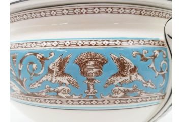 イギリス　WEDGWOOD(ウェッジウッド)　FLORENTINE TURQUOISE(フロレンティーン ターコイズ)　クラシックなデザインの気品あふれるチュリーン(グロテスク文様、フルーツ、果物、チューリン、スープボウル、ふかひれ皿、ポット、蓋付き、洋食器、英国)(R-079013)