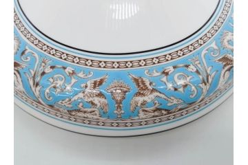 イギリス　WEDGWOOD(ウェッジウッド)　FLORENTINE TURQUOISE(フロレンティーン ターコイズ)　クラシックなデザインの気品あふれるチュリーン(グロテスク文様、フルーツ、果物、チューリン、スープボウル、ふかひれ皿、ポット、蓋付き、洋食器、英国)(R-079013)