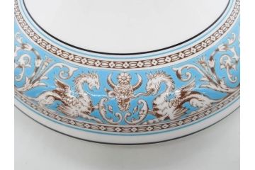 イギリス　WEDGWOOD(ウェッジウッド)　FLORENTINE TURQUOISE(フロレンティーン ターコイズ)　クラシックなデザインの気品あふれるチュリーン(グロテスク文様、フルーツ、果物、チューリン、スープボウル、ふかひれ皿、ポット、蓋付き、洋食器、英国)(R-079013)