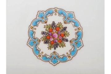 イギリス　WEDGWOOD(ウェッジウッド)　FLORENTINE TURQUOISE(フロレンティーン ターコイズ)　重厚感のあるデザインが魅力のオーバルプレート・サンドイッチトレー2枚セット(グロテスク文様、フルーツ、果物、お盆、トレイ、皿、スクエアプレート、洋食器、英国)(R-079014)
