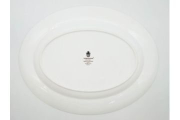 イギリス　WEDGWOOD(ウェッジウッド)　FLORENTINE TURQUOISE(フロレンティーン ターコイズ)　重厚感のあるデザインが魅力のオーバルプレート・サンドイッチトレー2枚セット(グロテスク文様、フルーツ、果物、お盆、トレイ、皿、スクエアプレート、洋食器、英国)(R-079014)