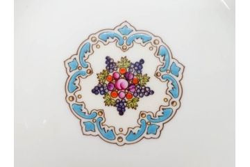 イギリス　WEDGWOOD(ウェッジウッド)　FLORENTINE TURQUOISE(フロレンティーン ターコイズ)　フォーマルで食卓が華やぐスーププレート2枚&スクエアプレート1枚セット(グロテスク文様、フルーツ、果物、スープ皿、変形皿、洋食器、英国)(R-079015)