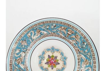 イギリス　WEDGWOOD(ウェッジウッド)　FLORENTINE TURQUOISE(フロレンティーン ターコイズ)　優雅な一時を過ごせるトリオセット2客&カップ&ソーサー1客セット(グロテスク文様、フルーツ、果物、C&S、プレート、皿、洋食器、英国)(R-079016)