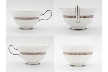 イギリス　WEDGWOOD(ウェッジウッド)　FLORENTINE TURQUOISE(フロレンティーン ターコイズ)　優雅な一時を過ごせるトリオセット2客&カップ&ソーサー1客セット(グロテスク文様、フルーツ、果物、C&S、プレート、皿、洋食器、英国)(R-079016)