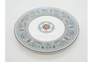 イギリス　WEDGWOOD(ウェッジウッド)　FLORENTINE TURQUOISE(フロレンティーン ターコイズ)　優雅な一時を過ごせるトリオセット2客&カップ&ソーサー1客セット(グロテスク文様、フルーツ、果物、C&S、プレート、皿、洋食器、英国)(R-079016)