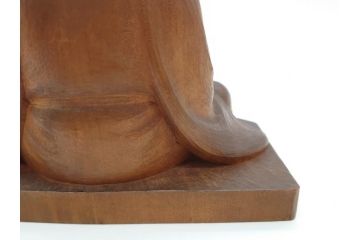 木彫　丹念に彫られ粛然たる佇まいが伝わってくる利休像(古美術、坐像、木製、彫刻、茶人、茶道具、置物、ディスプレイ、共箱付き、在銘作家物)(R-079018)