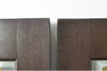アンティーク建具　総ナラ材　レトロな雰囲気漂う両開きドア1対2セット(ガラス扉、玄関扉)(R-079020)