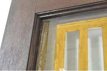 アンティーク建具　総ナラ材　レトロな雰囲気漂う両開きドア1対2セット(ガラス扉、玄関扉)(R-079020)