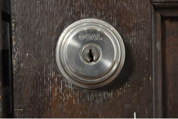 アンティーク建具　総ナラ材　レトロな雰囲気漂う両開きドア1対2セット(ガラス扉、玄関扉)(R-079020)