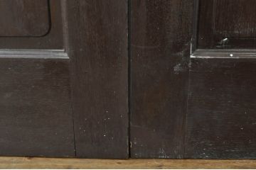アンティーク建具　総ナラ材　レトロな雰囲気漂う両開きドア1対2セット(ガラス扉、玄関扉)(R-079020)
