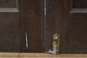 アンティーク建具　総ナラ材　レトロな雰囲気漂う両開きドア1対2セット(ガラス扉、玄関扉)(R-079020)
