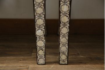 中古　アジア民芸家具　優雅で繊細な螺鈿(ラデン)細工が美しいダイニングチェア6脚セット(アームレスチェア、椅子、イス)(定価6脚で推定約140万円)(R-079021)