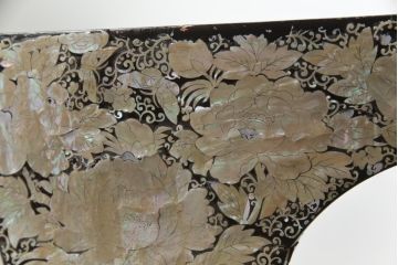 中古　アジア民芸家具　優雅で繊細な螺鈿(ラデン)細工が美しいダイニングチェア6脚セット(アームレスチェア、椅子、イス)(定価6脚で推定約140万円)(R-079021)