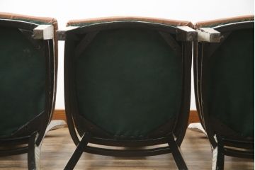 中古　アジア民芸家具　優雅で繊細な螺鈿(ラデン)細工が美しいダイニングチェア6脚セット(アームレスチェア、椅子、イス)(定価6脚で推定約140万円)(R-079021)