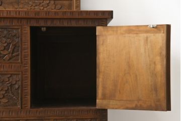 中古　美品　軽井沢彫り　満開の桜の彫刻をあしらった優美なドレッシングチェスト(ドレッサー、鏡台、引き出し、化粧台、サイドチェスト)(R-079024)