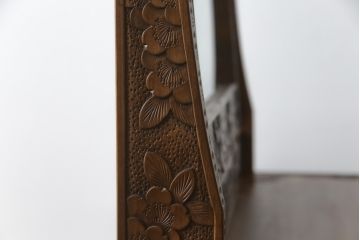中古　美品　軽井沢彫り　満開の桜の彫刻をあしらった優美なドレッシングチェスト(ドレッサー、鏡台、引き出し、化粧台、サイドチェスト)(R-079024)