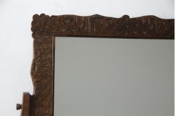 中古　美品　軽井沢彫り　満開の桜の彫刻をあしらった優美なドレッシングチェスト(ドレッサー、鏡台、引き出し、化粧台、サイドチェスト)(R-079024)