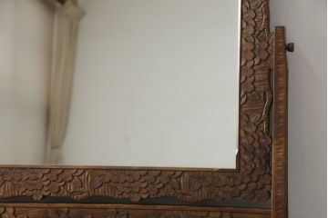中古　美品　軽井沢彫り　満開の桜の彫刻をあしらった優美なドレッシングチェスト(ドレッサー、鏡台、引き出し、化粧台、サイドチェスト)(R-079024)