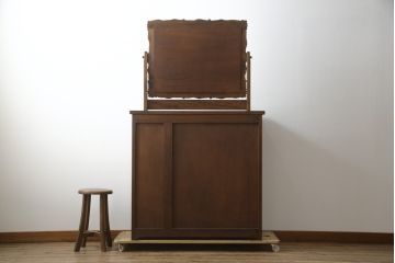中古　美品　軽井沢彫り　満開の桜の彫刻をあしらった優美なドレッシングチェスト(ドレッサー、鏡台、引き出し、化粧台、サイドチェスト)(R-079024)