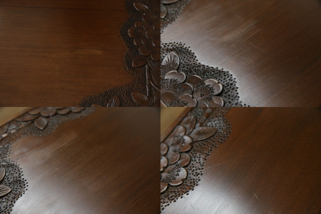 中古　美品　軽井沢彫り　満開の桜の彫刻をあしらった優美なドレッシングチェスト　(R-079024)