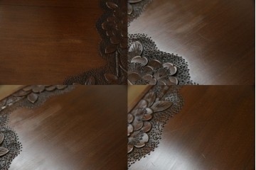 中古　美品　軽井沢彫り　満開の桜の彫刻をあしらった優美なドレッシングチェスト　(R-079024)