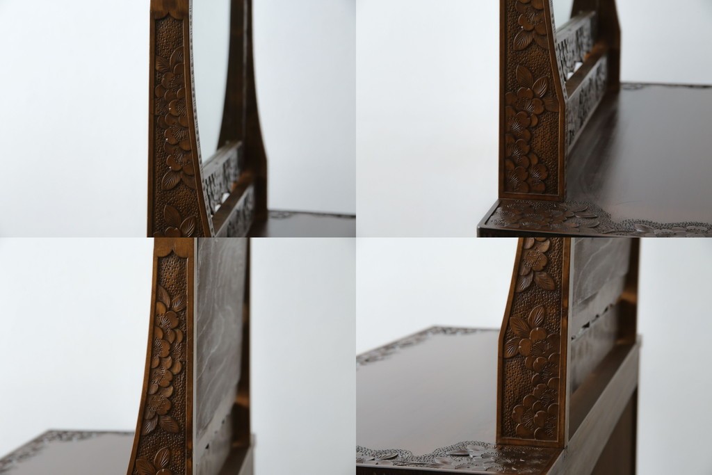 中古　美品　軽井沢彫り　満開の桜の彫刻をあしらった優美なドレッシングチェスト　(R-079024)