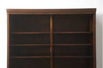 中古　美品　松本民芸家具　高山デザイン　落ち着きのある和モダンな雰囲気が魅力的な舞良型重ね戸棚(食器棚、水屋箪笥、収納棚、キャビネット)(R-079027)