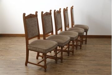 中古　美品　横浜クラシック家具　ダニエル(daniel)　ミッシェル(Michel)サイドチェア　挽き物脚がクラシカルな雰囲気を演出してくれるダイニングチェア5脚セット(椅子、イス、アームレスチェア、バラ売り可能)(R-079030)